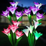 4-Pack Kooper Outdoor Solar Lights with Larger Lily Flowers for $13.53