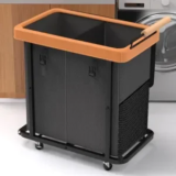 50 Gallon Kunlabori 2-Section Leather Patchwork Rolling Laundry Hamper for $30