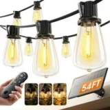 KYY 54ft Outdoor Waterproof Solar String Lights with USB Charging & Remote for $12.79