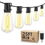 Larkvue 25ft Outdoor String Lights with 10+1 LED Retro Edison Bulbs – $9.99