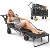Leveleve 2-in-1 Folding Wagon & Beach Chair with All-Terrain Wheels – $89.99