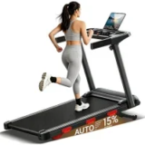 Lontek Foldable Walking Pad Treadmill with 12-Level Incline for $158.39