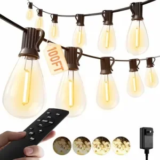Luckystyle 100′ LED Outdoor Patio String Lights with Remote for $13