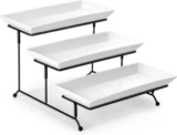 MALACASA 12″ 3-Tier Porcelain Serving Trays & Stand for $19