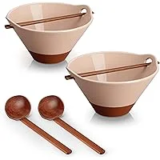 MALACASA 42oz Ceramic Ramen Bowl Set with Spoon and Chopsticks for $17.54