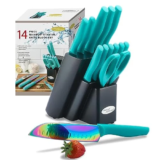 Marco Almond 14-Piece Rainbow Stainless Steel Kitchen Knife Set for $38.34