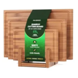 3-Piece Maxboro Bamboo Cutting Board Set with Stand for $20