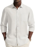 Men’s Linen Blend Long Sleeve Button Down Dress Shirt for $9.99