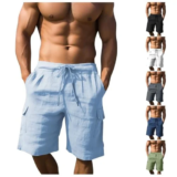 Men’s Linen Drawstring Shorts with Pockets for $9.99