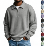 Men’s Long Sleeve Waffle Quarter-Zip Polo Pullover for $13.99