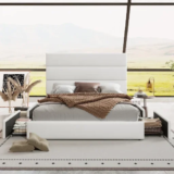 Mercer41 Queen Platform Storage Bed with Velvet Headboard for $229.99