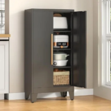 All Metal Kitchen Pantry Storage Cabinet with 4 Adjustable Shelves for $53.19