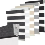 Gray METechs No-Drill Zebra Blinds – Cordless Dual Layer Light Filtering Shades for $51.52