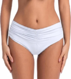 Mid Rise Ruched Bikini Bottoms in Multiple Colors for $8.99