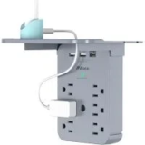 Mifaso 6-Outlet Surge Protector with Shelf, 2x USB-A, 1x 30W USB-C – $9.99