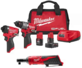 Milwaukee M12 FUEL 12-Volt Cordless Drill and Impact Driver Combo Kit with Ratchet for $229 $229.00