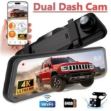 Mirror 9.66″ Dual Dash Camera with 5G WiFi & APP for Cars – Now $86.93