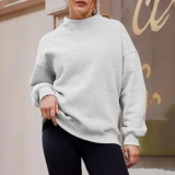 Mock Neck Fleece Oversized Pullover Sweatshirt for $11.99