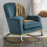MoDRN Glam Velvet Rocking Chair with Lumbar Pillow (Teal) – $80.00 ($399.00 Value)