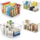 Moonedge Set of 4 BPA-Free Plastic Kitchen Organizer Bins (2 Small, 2 Large) $17.99