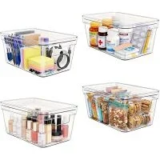 Moonedge 10″x6″x5″ Plastic Storage Bins (4-Pack) for $18.59