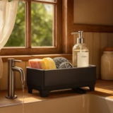 MOUKABAL Kitchen Sink Sponge Holder with Drip Tray for $9.99