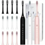 Msetgrd 6-Mode Rechargeable Electric Toothbrush Set (3-Pack) with 12 Brush Heads – $17.99