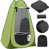 Musment Portable Foldable Camping Toilet Set with Privacy Tent – Black $56