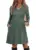 OFEEFAN Long Sleeve Tunic Button V Neck Dress for $9.99