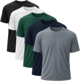 Okp Men’s Athletic Workout Dry Fit Shirts 5-Pack for $13.05