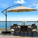 Olilawn 10ft Offset 8-Rib Patio Umbrella with Base for $129.99 $132.99