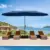 Olilawn 15ft Aluminum Crank Patio Umbrella with Base – Navy Blue for $79.99