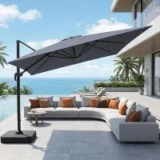 Olilawn 9’x11.5′ Offset Cantilever Patio Umbrella with Base for $199.99