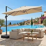 Olilawn 9x12ft Offset Cantilever Patio Umbrella with Base for $199.99