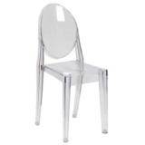 Flash Furniture Cheryl Indoor/Outdoor Ghost Accent and Dining Chair for $50
