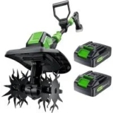 Patoolio T20 20V Cordless Electric Garden Tiller with 2 Batteries for $99.98