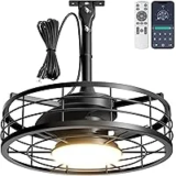 Phylluz 16-in Plug-in Outdoor Ceiling Fan with Light & Remote – $59.99 ($119.98 Value)