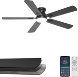 Phylluz 52″ DC Motor 6-Speed Flush Mount Ceiling Fan Light for $42.59