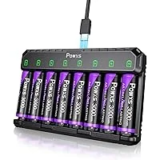 POWXS 8-Pack 3000mAh AA Rechargeable Batteries with Charger for $19.07