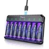 Powxs 8-Pack 3000mAh AA Rechargeable Batteries with Charger for $19.07