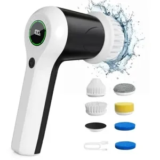 PUFTEM Cordless Handheld Electric Spin Scrubber w/ 6 Brush Heads – $14