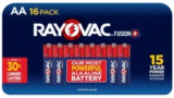16-Pack Rayovac AA Fusion Premium Alkaline Batteries – $4.99