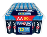 60-Pack Rayovac AA High Energy Alkaline Batteries for $12
