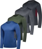 4-Pack Real Essentials Men’s Dry-Fit UPF 50+ Long Sleeve Shirts (Large) – $30