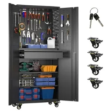 Reemoon Garage Storage Cabinet with Wheels and Doors for $153