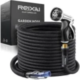 Relxitl 50ft Non-Expanding Garden Hose with 10-Pattern Nozzle for $22.31