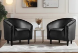 2-Pack Renwick Modern Upholstered Accent Chairs in Black Velvet for $157