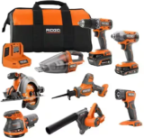 RIDGID 18V Cordless 8-Tool Combo Kit for $299 $299.00