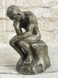Rodin Thinker Sensual Male Bronze Statue Sculpture for $99.50