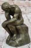Rodin Thinker Sensual Male Bronze Sculpture Figurine for $99.50